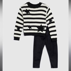 Splendid Infant Toddler Girl Stars & Stripe Sweater Set Leggings Black & White 3